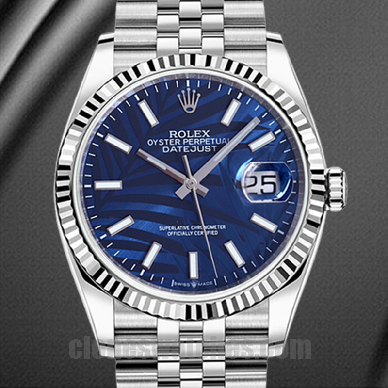 Rolex Datejust Mm De Los Hombres Esfera Azul Con Motivo De